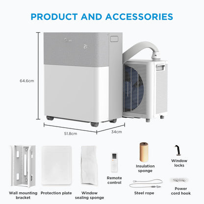 12000 BTU Portable Air Conditioner with Heat Pump, Wi-Fi, Smart Control, Dehumidifier & Fan