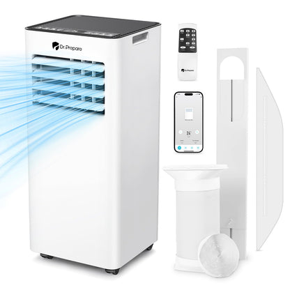 9000 BTU Smart Portable Air Conditioner with Wi-Fi, Dehumidifier, Fan, Remote Control & Window Vent Kit