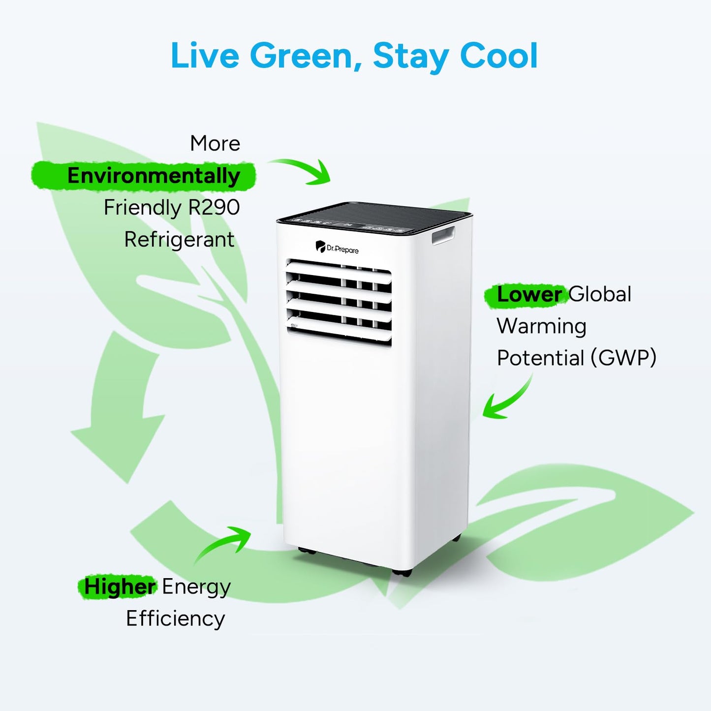 9000 BTU Smart Portable Air Conditioner with Wi-Fi, Dehumidifier, Fan, Remote Control & Window Vent Kit