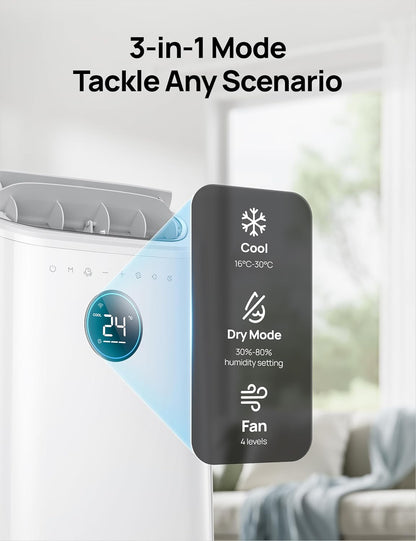12000 BTU Smart Portable Air Conditioner with Wi-Fi, Dehumidifier, Fan, Voice Control & Remote