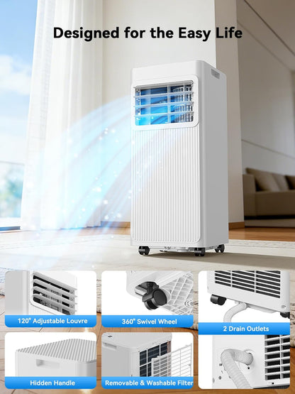 7000 BTU Portable Air Conditioner with Dehumidifier, Fan, Sleep Mode, Remote Control