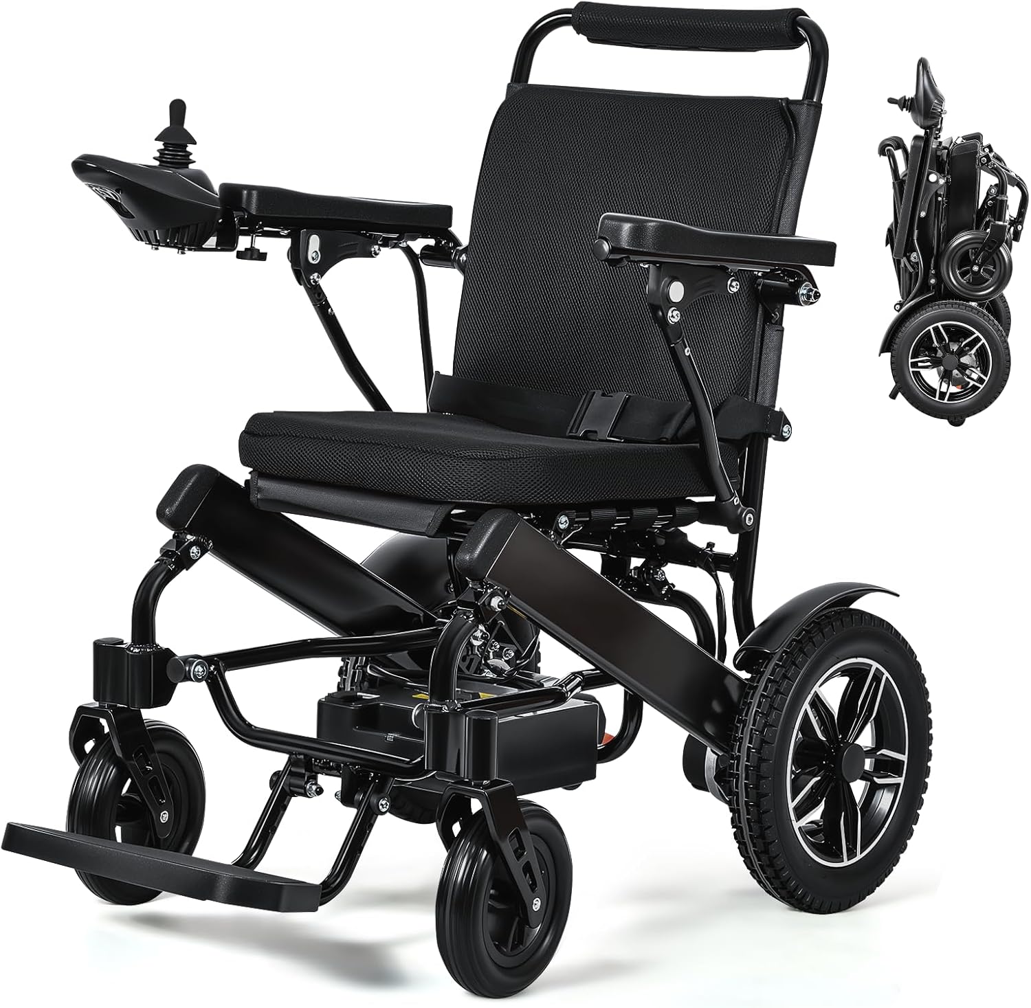 babaka Electric Wheelchair for Adults,Foldable Power Wheelchair for Adults,Dual Motors 500W, Portable Folding, Motorized Mobility for Seniors (12 inch Rear Wheels)