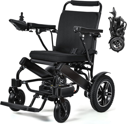 babaka Electric Wheelchair for Adults,Foldable Power Wheelchair for Adults,Dual Motors 500W, Portable Folding, Motorized Mobility for Seniors (12 inch Rear Wheels)