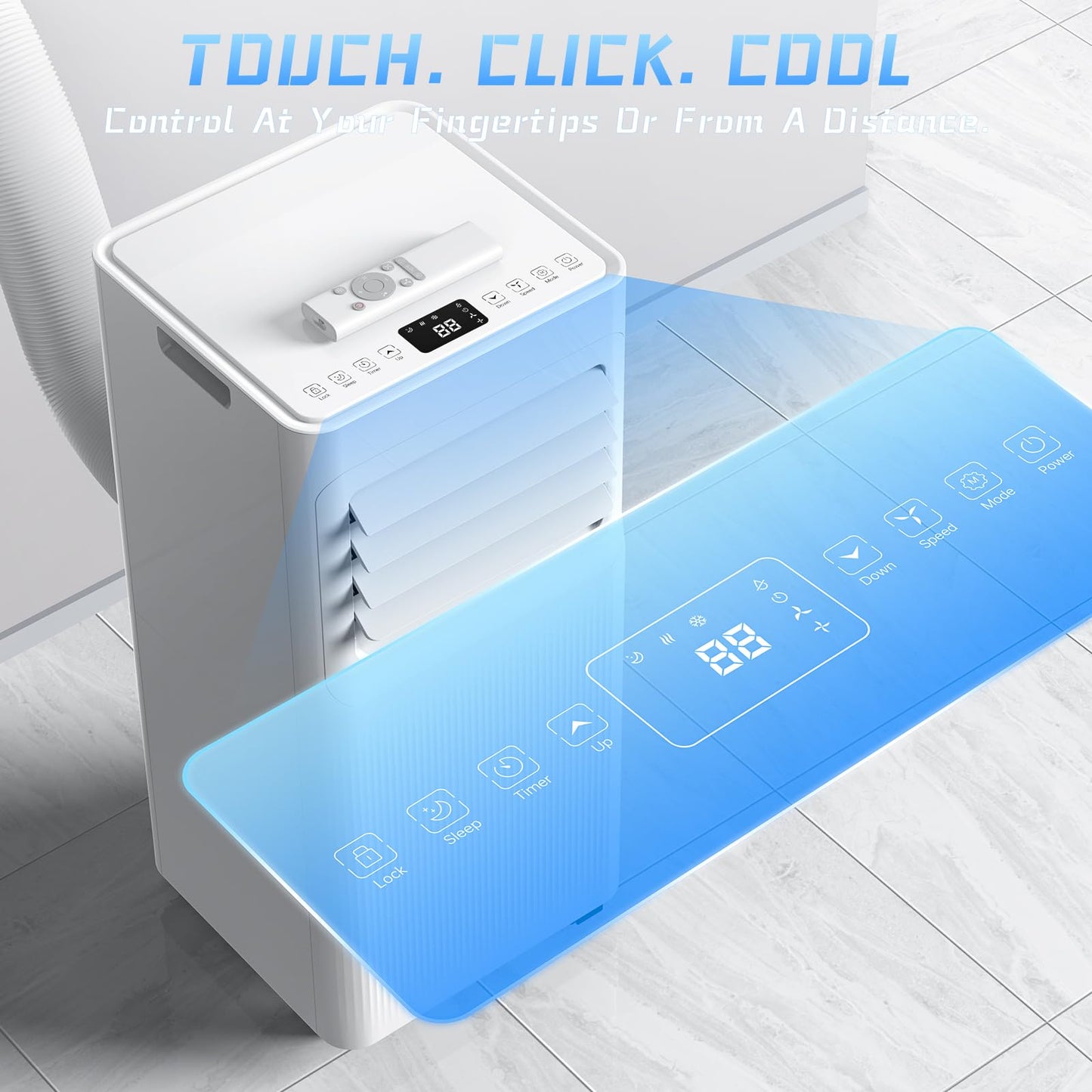 9000 BTU Portable Air Conditioner with Dehumidifier, Fan, Sleep Mode, Self-Evaporation & Remote Control
