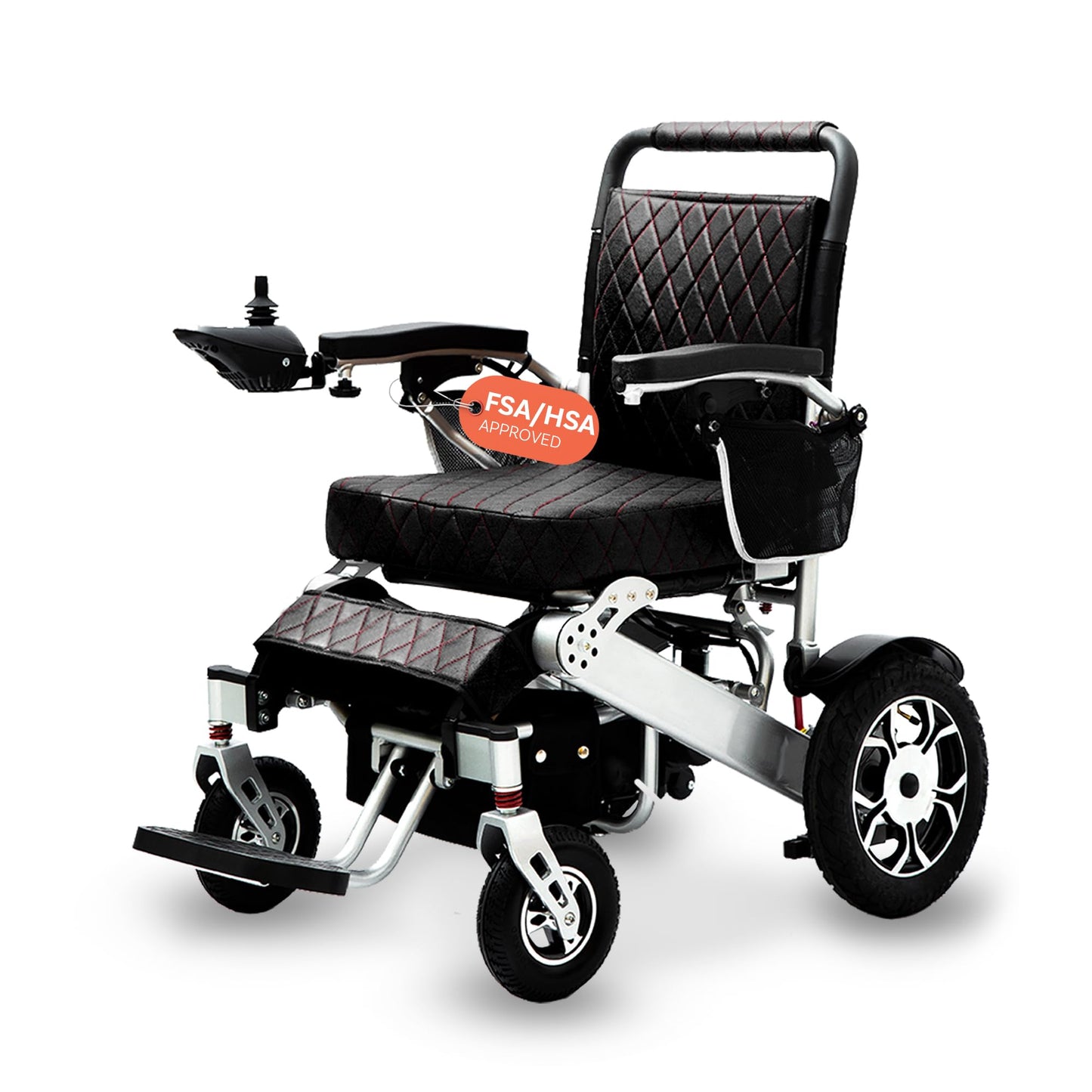 Alton Wolf Brown Leather Lightweight Foldable Electric Wheelchair, 2x250w Motor Electric Wheelchairs for Adults - Travel/user Friendly Electric Wheelchairs for Seniors, Long Range Motorized Wheelchair