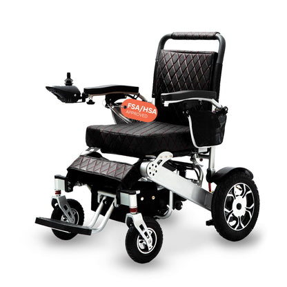 Alton Wolf Brown Leather Lightweight Foldable Electric Wheelchair, 2x250w Motor Electric Wheelchairs for Adults - Travel/user Friendly Electric Wheelchairs for Seniors, Long Range Motorized Wheelchair