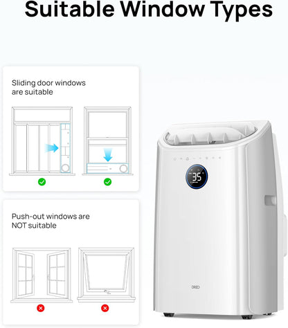 12000 BTU Smart Portable Air Conditioner with Wi-Fi, Dehumidifier, Fan, Voice Control & Remote