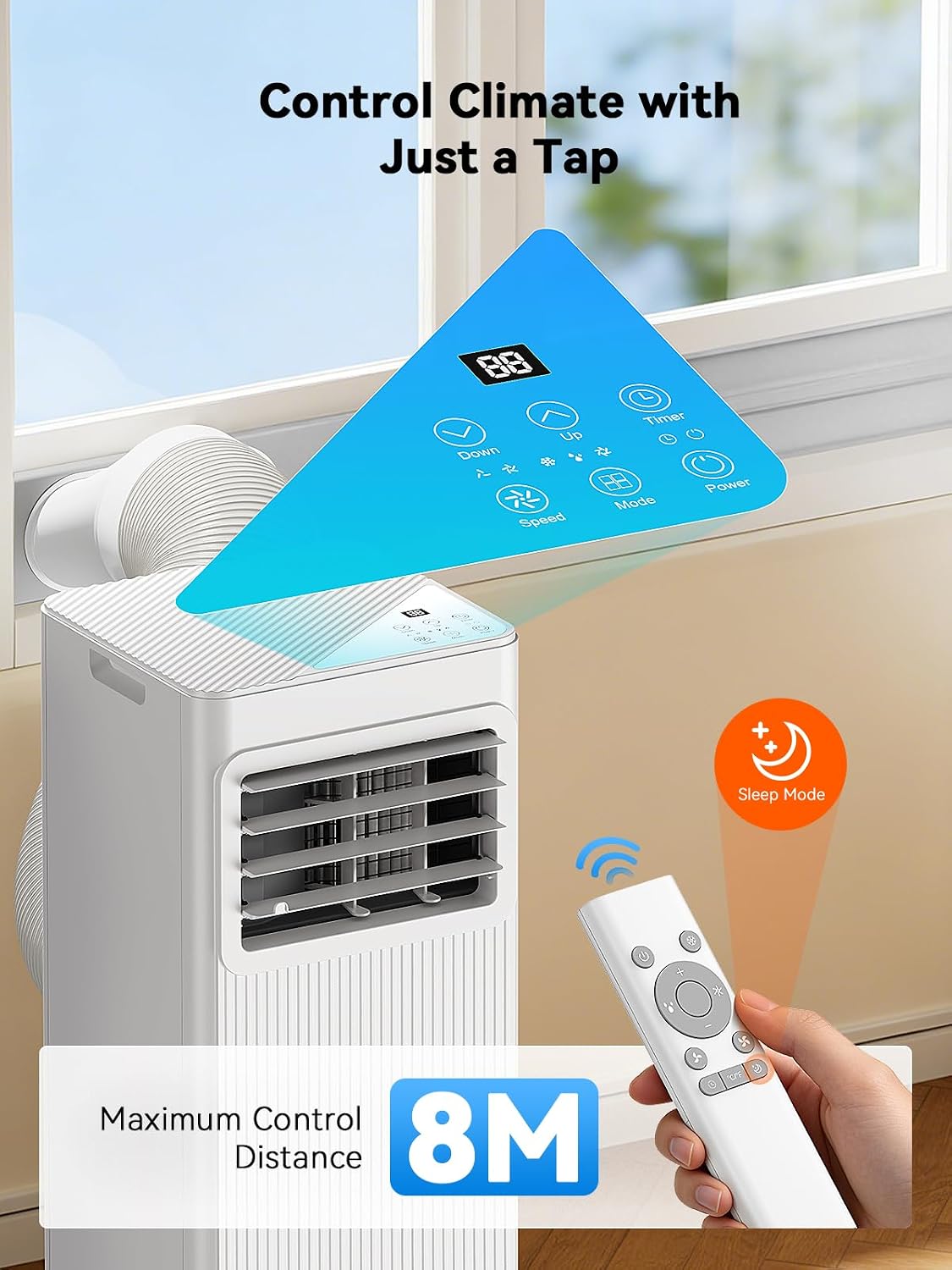 7000 BTU Portable Air Conditioner with Dehumidifier, Fan, Sleep Mode, Remote Control