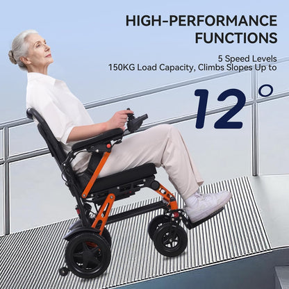 Ultra Lightweight Electric Wheelchair for Adults, Compact Folding Powerchair Made from Magnesium Alloy, Weighing 18.3 kg, Suitable for Travel and Transit, Supplied and Airline Approved
