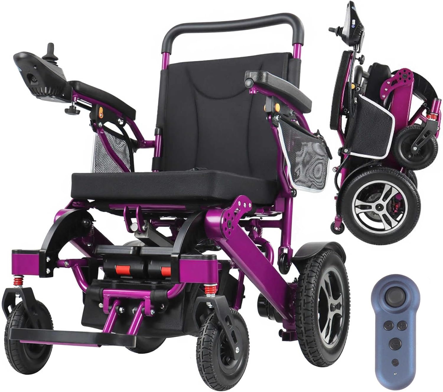 Portable Adult Electric Wheelchair,Intelligent Motorised Chair for Elderly,600W Powerful Motor,High-Performance Battery,Long Range,Aluminium Alloy Frame,120Kg Large Load,Quick Folding (Purple)