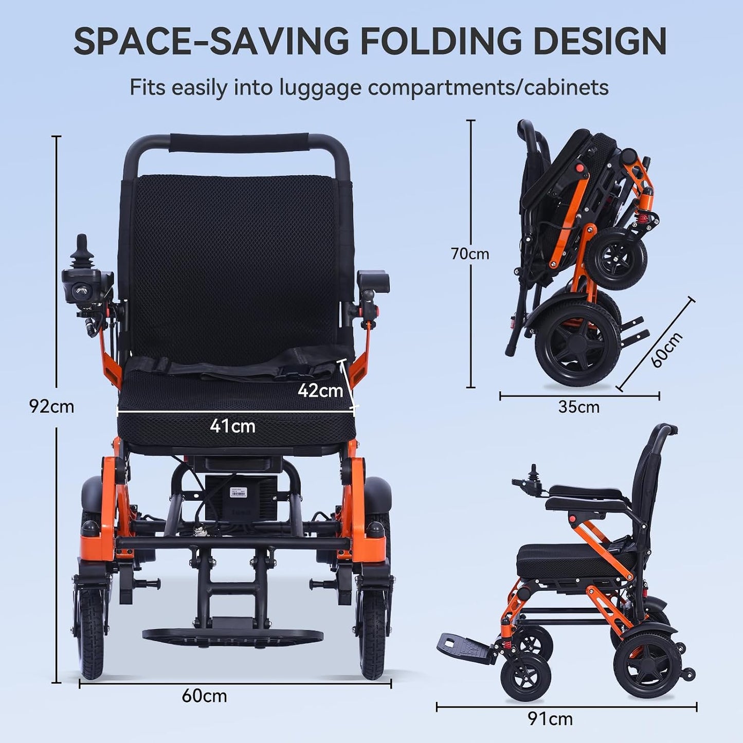 Ultra Lightweight Electric Wheelchair for Adults, Compact Folding Powerchair Made from Magnesium Alloy, Weighing 18.3 kg, Suitable for Travel and Transit, Supplied and Airline Approved