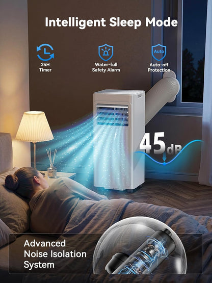 7000 BTU Portable Air Conditioner with Dehumidifier, Fan, Sleep Mode, Remote Control