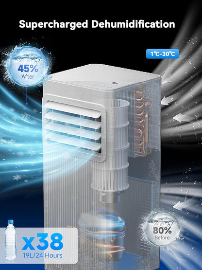 7000 BTU Portable Air Conditioner with Dehumidifier, Fan, Sleep Mode, Remote Control