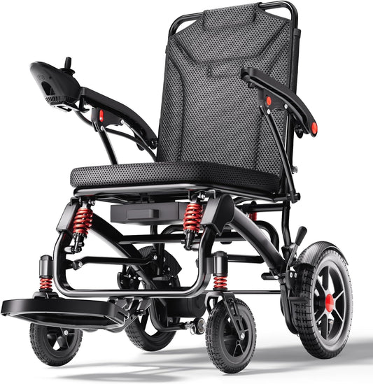39LB Ultra Lightweight 25 Miles Electric Wheelchairs for Adults, Foldable Motorized Wheelchair for Seniors, Long Travel Range Mobility Scooter, All Terrain Compact Portable Power Wheelchair
