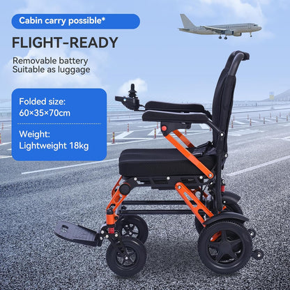 Ultra Lightweight Electric Wheelchair for Adults, Compact Folding Powerchair Made from Magnesium Alloy, Weighing 18.3 kg, Suitable for Travel and Transit, Supplied and Airline Approved