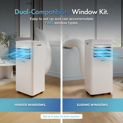 9000 BTU Portable Air Conditioner with Dehumidifier, Fan Mode, Remote Control & Window Vent Kit