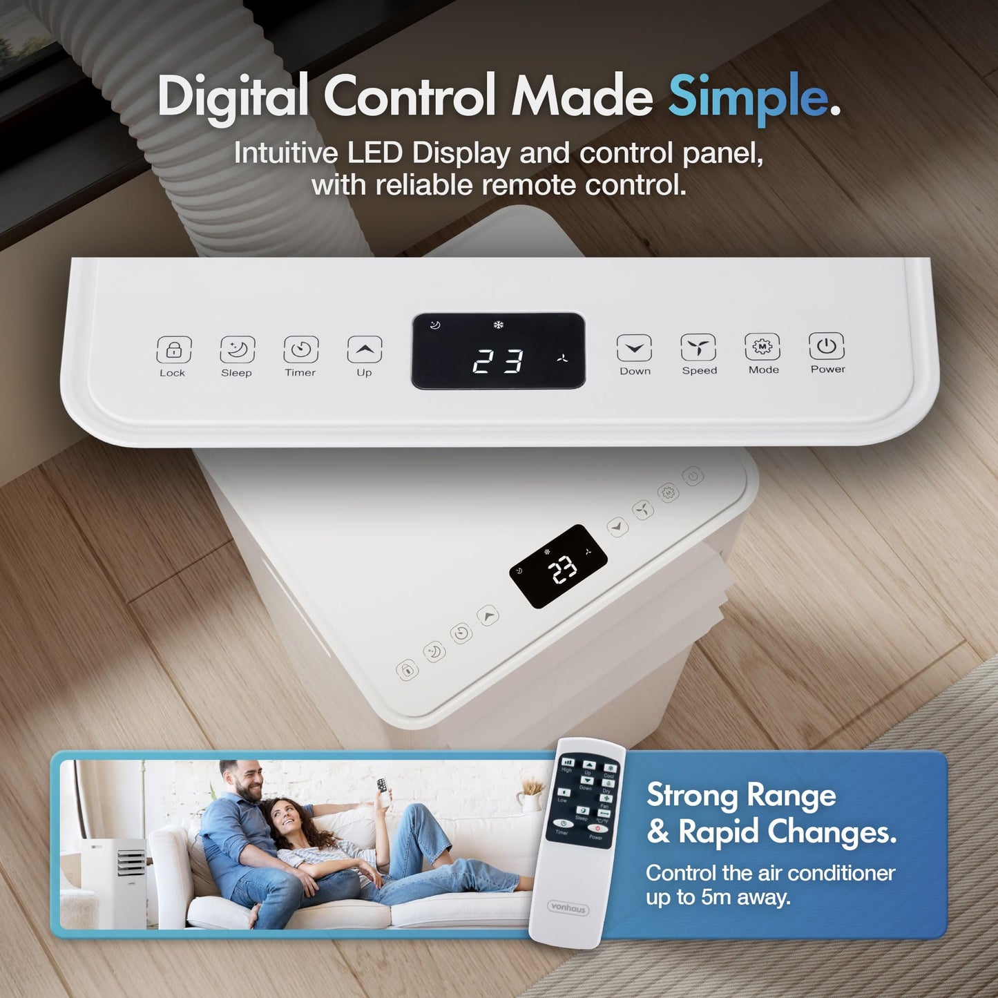9000 BTU Portable Air Conditioner with Dehumidifier, Fan Mode, Remote Control & Window Vent Kit