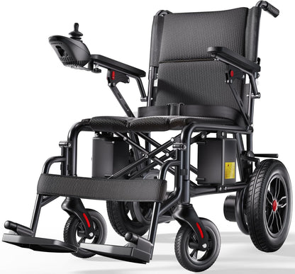 Lightweight Electric Wheelchair for Adults, Folding Power Wheelchair with 15.5Miles Long Range 500W Motor, Compact Foldable Motorized Mobility powerchair for Indoor & Outdoor Use, Black