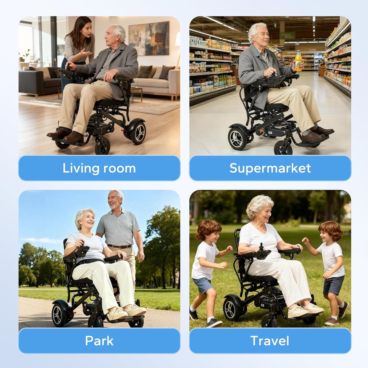babaka Electric Wheelchair for Adults,Foldable Power Wheelchair for Adults,Dual Motors 500W, Portable Folding, Motorized Mobility for Seniors (12 inch Rear Wheels)